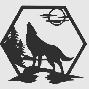 Dekorativ ramme – Ulv (heksagon)